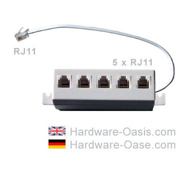 5x Splitter RJ11 Socket to short cable (about 10cm) with...