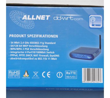 ALL02762 DD-WRT WLAN Router with QoS, VPN etc., Linux Firmware 13 languages