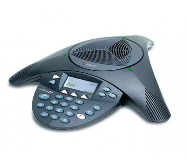 Polycom Soundstation 2 EX Analoges Konferenztelefon mit 2 Zusatzmikrofonen für Meetings bis zu 30 Personen
