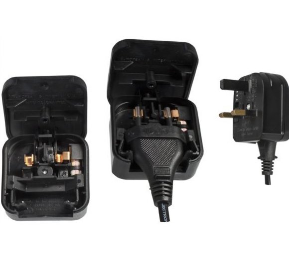 Power adapter England UK screwed in type to EU flat plug