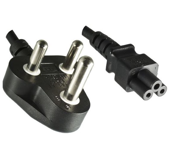 Power cord for South Africa Mickey Mouse connector to BS 546 former UK standard (Length 1.80m)