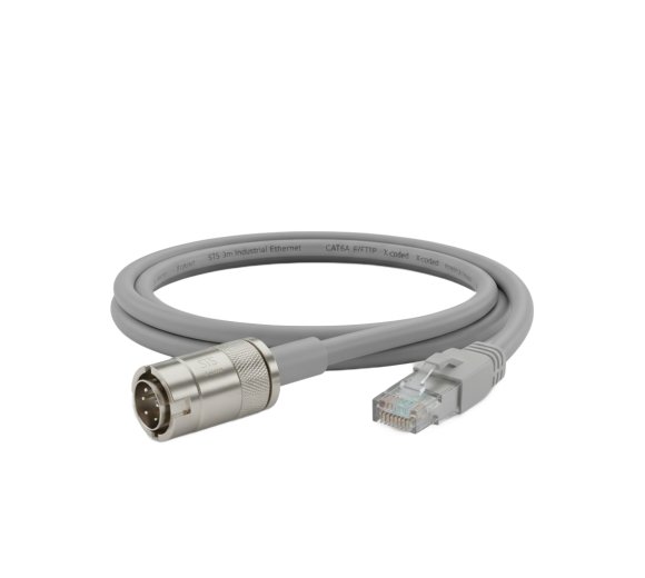 STS 3m network cable, X-coded / M12 - RJ45 plug