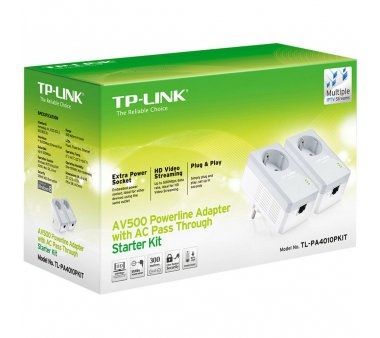 TP-Link TL-PA4010PKIT 500 Mbit/s Homeplug AV mit Schukodose