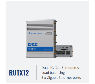 Teltonika RUTX12 LTE CAT6 Cellular Industrie Router mit 2...