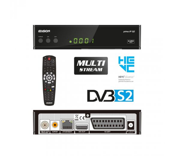 EDISION PRIMO IP S2 DVB-S2 Receiver (Linux, Multi Stream Tuner & H.265 HEVC)