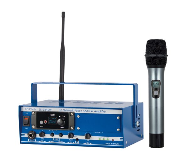 Portech IS-3840W-1 SIP Beschallungsanlage mit schnurloses Mikrofon und Funkempfänger