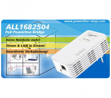 ALL1682504 500Mbit Powerline Bridge, HomePlug AV incl. PoE (Preview Powerline of ALLNET ALL168203, ALL1682503)