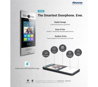 Akuvox R29C IP Video Türtelefon, Touch-Display mit Zweifach-Kamera, Bluetooth (Aufputz)
