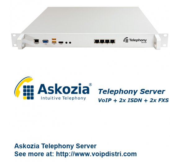 Askozia Telephony Server - 19 Rackmount (VoIP + 2x ISDN BRI + 2x FXS), up to 100 users