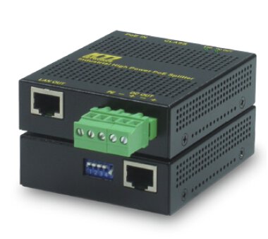 KTI KPW-T2P25-12V Industrie Gigabit Power over Ethernet Splitter (IEEE802.3at) auf Hutschine unter extreme Temperaturen -20 bis 70 Grad, 12V DC Stromausgang