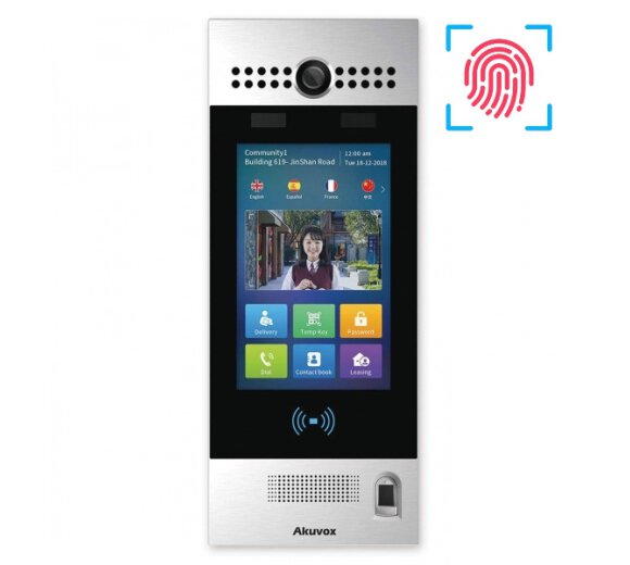 Akuvox R29CT IP video door phone, touch display, dual camera, Facial Recognition, Finger Print, RFID card reader, pin code & Bluetooth (Wall mounting)