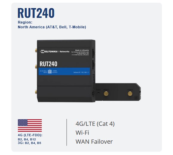 Teltonika RUT240 LTE Router für USA (AT&T, Bell, T-Mobile)