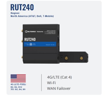 Teltonika RUT240 LTE Router (North America for AT&T,...
