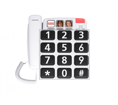 Swissvoice Xtra 1110 white senior phone with large buttons and picture speed dialing