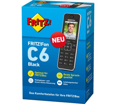 AVM FRITZ!Fon C6 schwarz DECT-Telefon für FritzBox  (DECT-GAP Standard, Headset (3,5-mm-Klinke),
