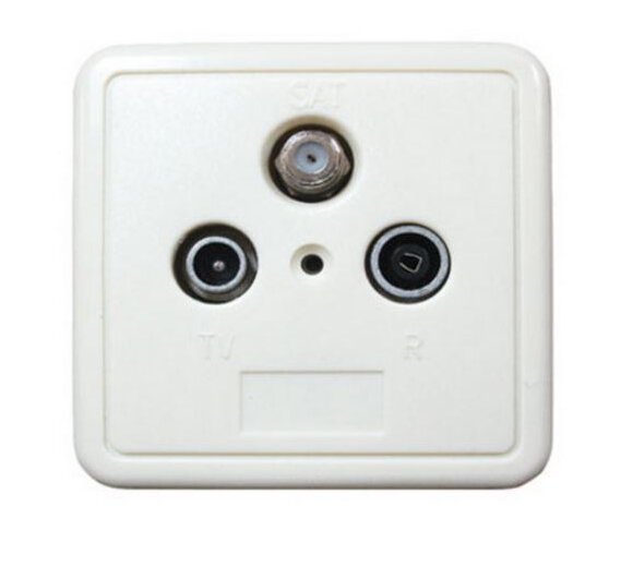 Antenna socket, BK + SAT, no-load socket, 1dB, triple set , white colour * B-/C-Goods (Colour Flaw)