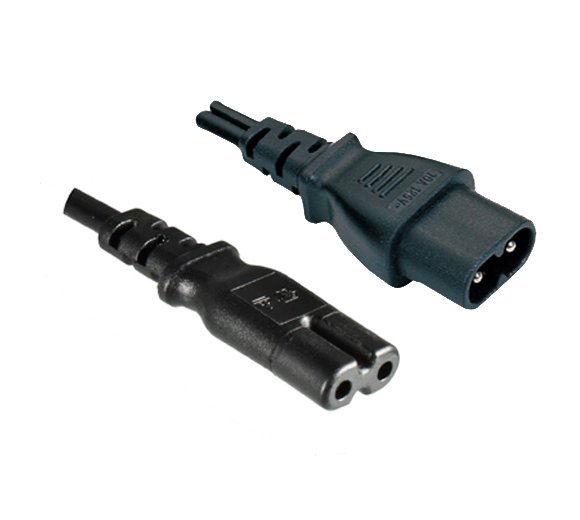 Power cable Euro 8 connector to 8-form female socket (IEC60320-C8 to C7), 2m length extension cable