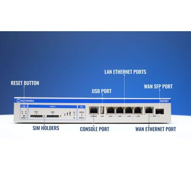 Teltonika RUTXR1 LTE CAT6 19 Zoll Industrie Router mit 2 SIM-Steckplätzen, SFP Port (Nord Amerika, USA)