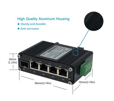 Din-Rail Industrial Gigabit Ethernet Switch with 12~48VDC...