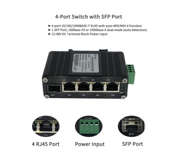 Din-Rail Industrieller Gigabit-Ethernet-Switch (4x Port...