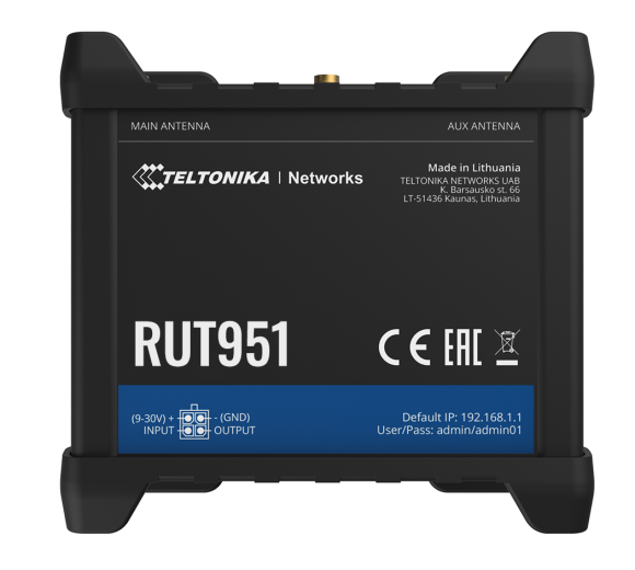 Teltonika RUT951 Industrial Cellular LTE Router, WLAN, OpenVPN, DynDNS, Quectel 4G Modul (EU-Version)