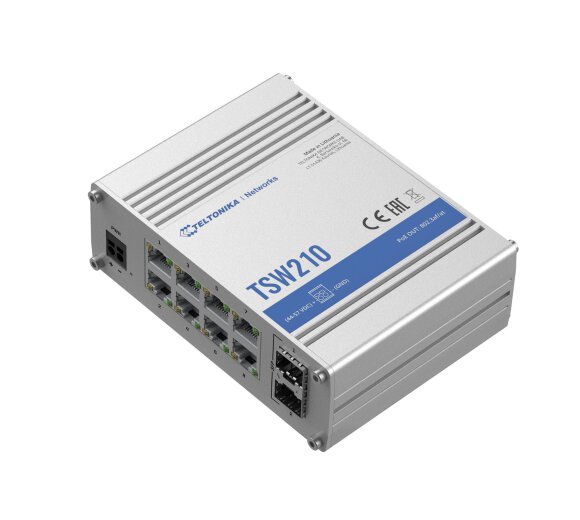 Teltonika TSW210 8 Port unmanaged Industrie Gigabit Switch + 2 SFP ports