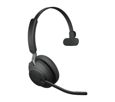 Jabra Evolve2 65 Mono UC, Farbe schwarz + Ladestation + Link 380a USB-A - Bluetooth Adapter (Bluetooth 5.0)