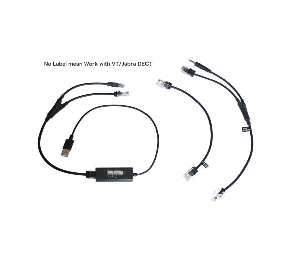 VT EHS80 für PC & Yealink, Snom, Poly USB IP-Telefone und VT, Jabra oder Poly/PLT) Dect Headsets