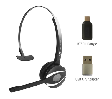 VT9200BT Mono Bluetooth Headset + BT50U USB-C Bluetooth...