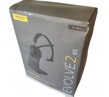 Jabra Evolve2 65 Mono UC, Farbe schwarz + Ladestation + Link 380a USB-A - Bluetooth Adapter (Bluetooth 5.0) *B-Ware