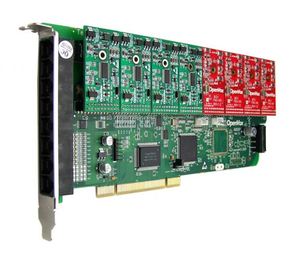 OpenVox A800P44 8 Port Analog PCI card + 4 FXS + 4 FXO modules