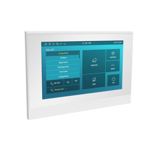 Akuvox C313W ohne Logo auf der Front *Limitierte Edition - Weiss* Low-cost SIP Indoor Monitor, PoE, Linux basierend (7" Touchscreen, 2 Port Switch, PoE + WLAN)