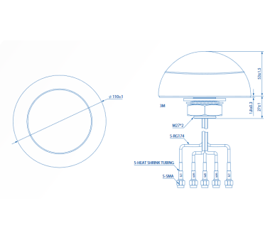 Teltonika COMBO MIMO Mobile/GNSS/WIFI SMA Antenne zur Dachmontage (5x Kabel), Hersteller-Artikel-Nr. PR1KCO28 * B-Ware