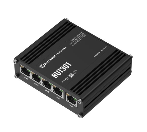 Teltonika RUT301 Industrial Ethernet Router for temperatures -40° up to +75°C (1x WAN, 4x LAN, USB 2.0)