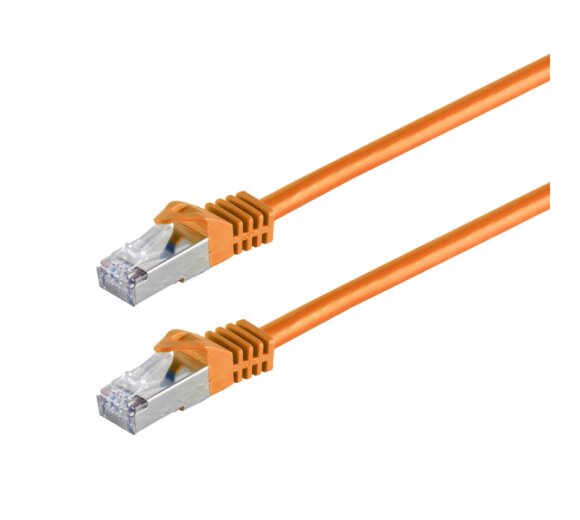 0.25m CAT.7 patch cable (500MHz), 10GbE Ethernet raw cable S/FTP PIMF - orange