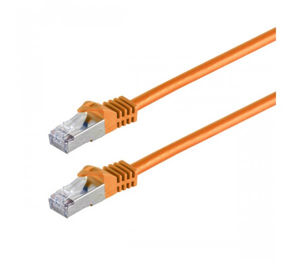 1.00m CAT.7 patch cable (500MHz), 10GbE Ethernet raw cable S/FTP PIMF - orange