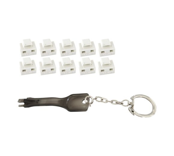 Network RJ45 port blocker with key (1x key, 10x locks), white