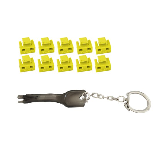 Network RJ45 port blocker with key (1x key, 10x locks), yellow
