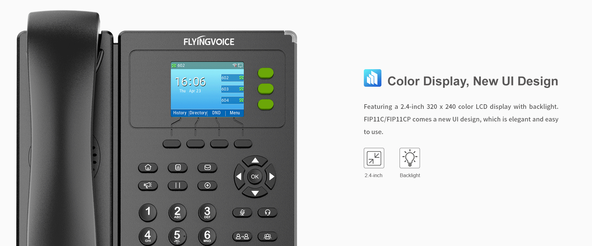 Flyingvoice FIP11CP Einsteiger WLAN IP-Telefon mit 3 Leitungen mit PoE