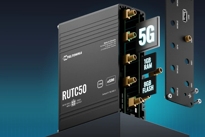 Teltonika RUTC50 the supercharged RUTC50 mobile router now boasts 1GB RAM and 8GB flash memory, enabling the RUTC50 to efficiently run more demanding applications. 